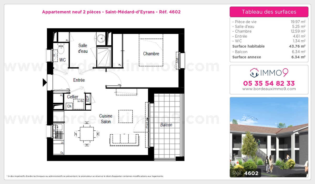 Plan et surfaces, Programme neuf Saint-Médard-d'Eyrans Référence n° 4602