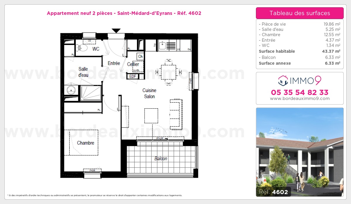 Plan et surfaces, Programme neuf Saint-Médard-d'Eyrans Référence n° 4602