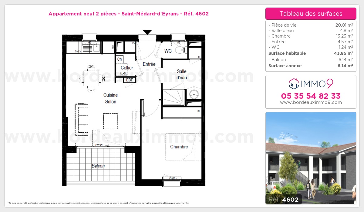 Plan et surfaces, Programme neuf Saint-Médard-d'Eyrans Référence n° 4602