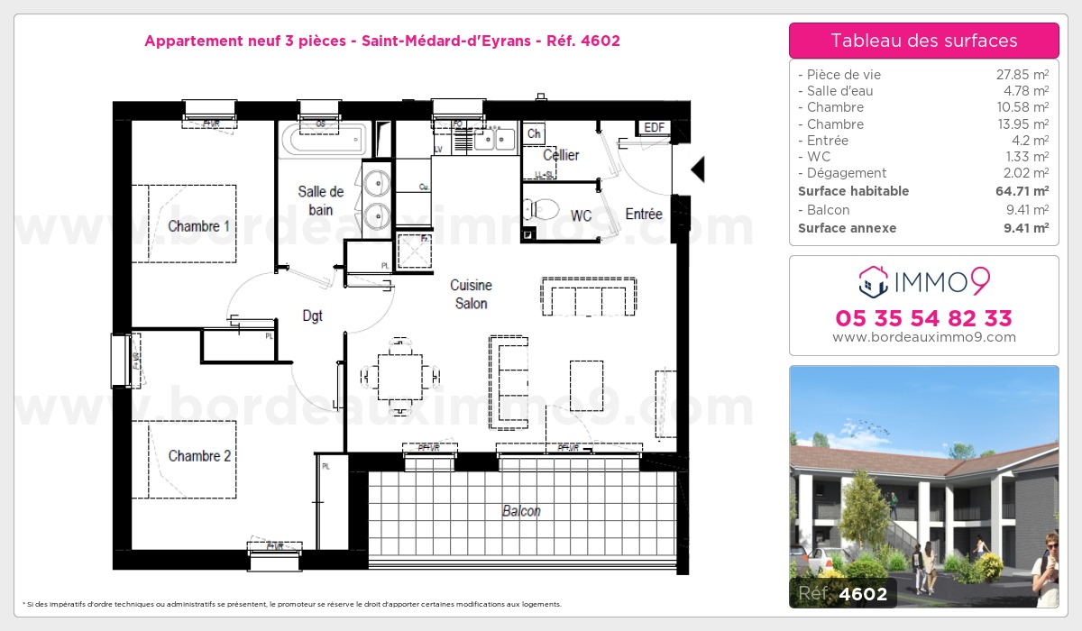 Plan et surfaces, Programme neuf Saint-Médard-d'Eyrans Référence n° 4602