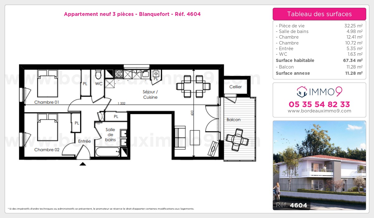 Plan et surfaces, Programme neuf Blanquefort Référence n° 4604