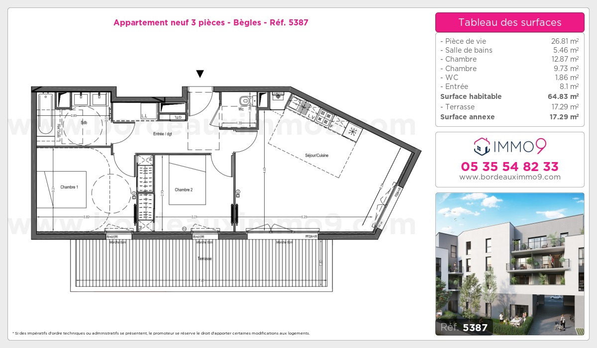 Plan et surfaces, Programme neuf Bègles Référence n° 5387