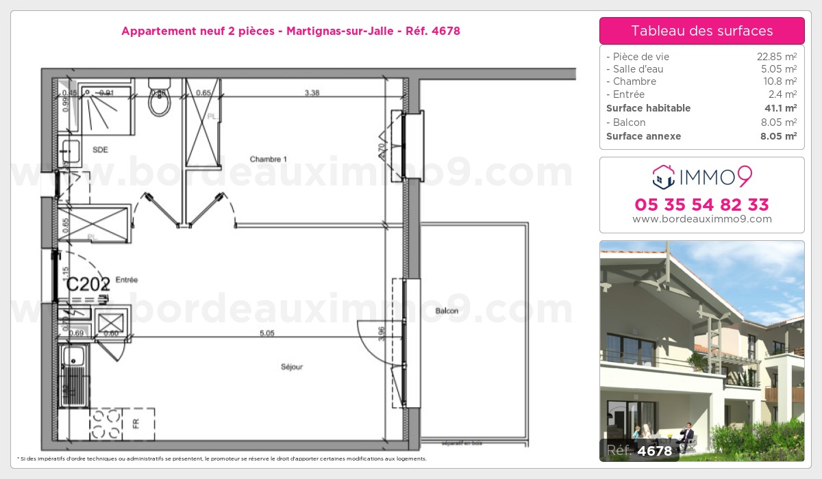 Plan et surfaces, Programme neuf Martignas-sur-Jalle Référence n° 4678