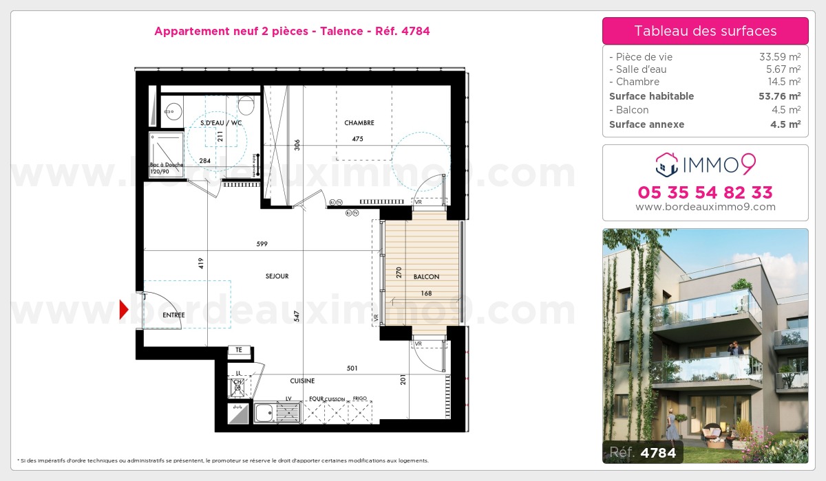 Plan et surfaces, Programme neuf Talence Référence n° 4784