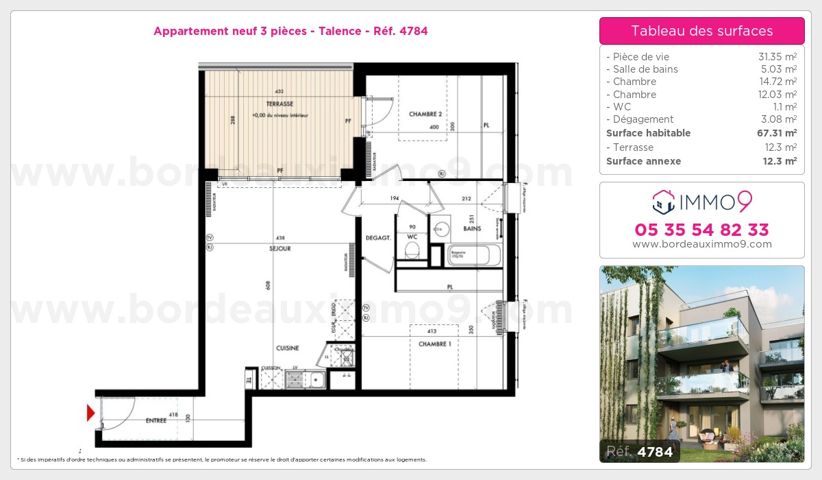 Plan et surfaces, Programme neuf Talence Référence n° 4784