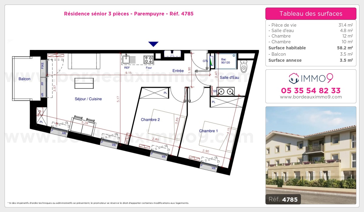 Plan et surfaces, Programme neuf Parempuyre Référence n° 4785