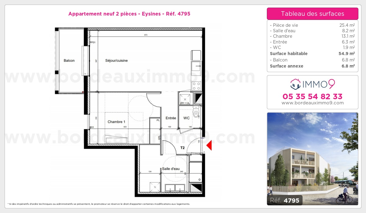 Plan et surfaces, Programme neuf Eysines Référence n° 4795