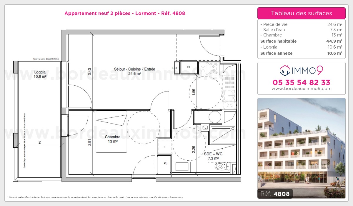 Plan et surfaces, Programme neuf Lormont Référence n° 4808