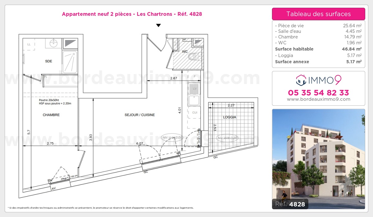 Plan et surfaces, Programme neuf Bordeaux : Chartrons Référence n° 4828