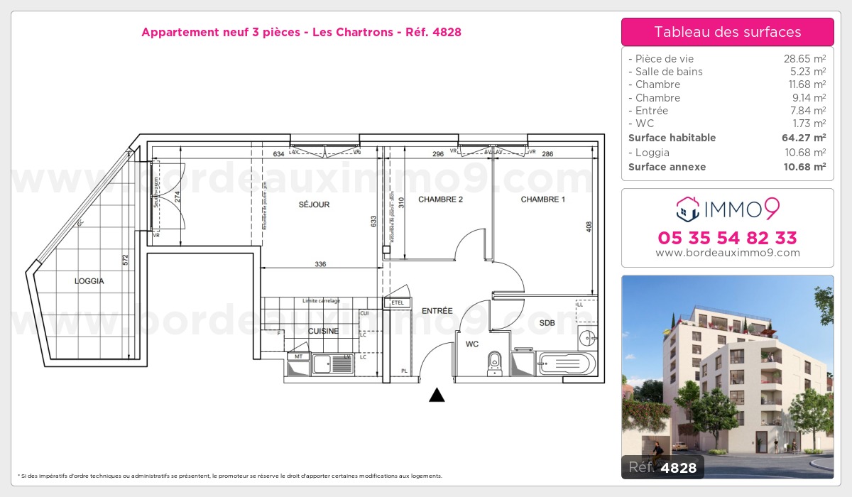 Plan et surfaces, Programme neuf Bordeaux : Chartrons Référence n° 4828