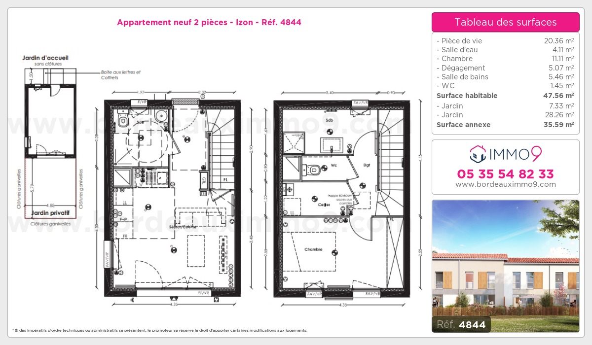 Plan et surfaces, Programme neuf Izon Référence n° 4844