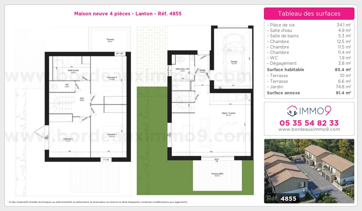 Plan et surfaces, Programme neuf Lanton Référence n° 4855