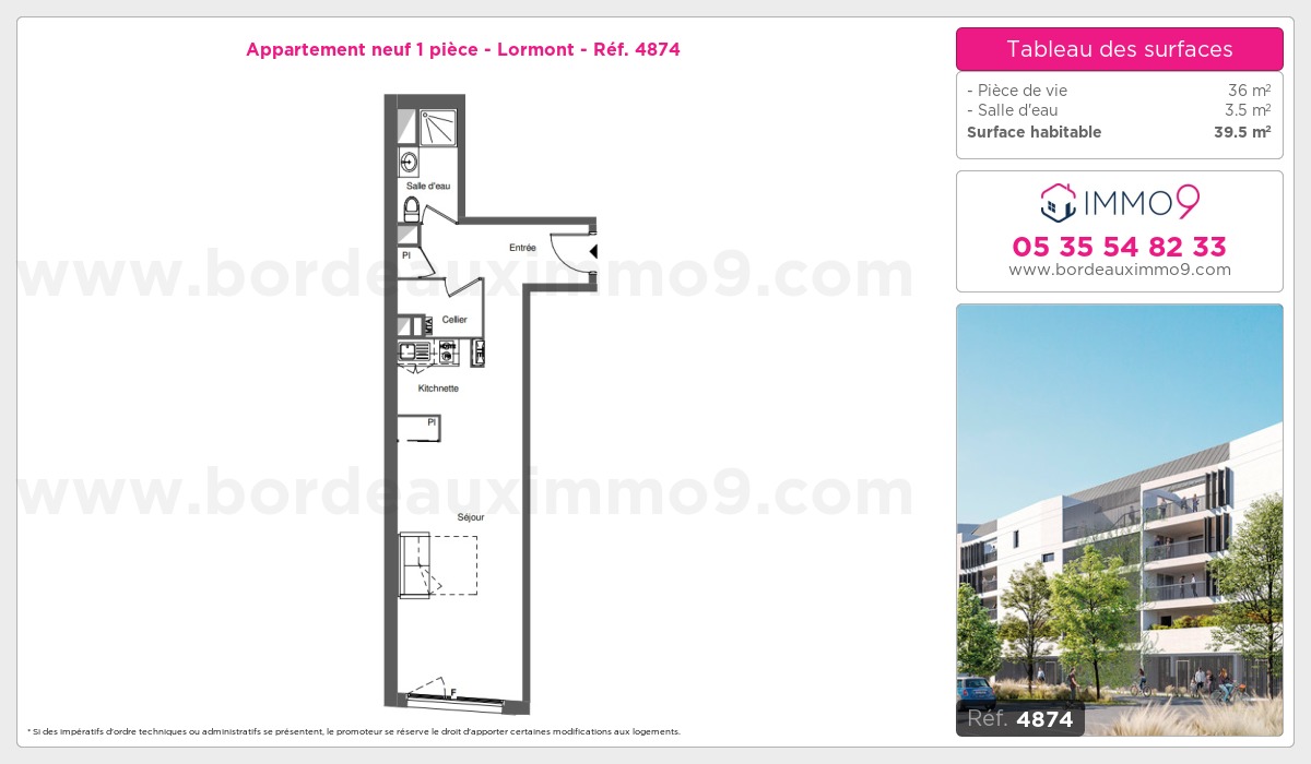 Plan et surfaces, Programme neuf Lormont Référence n° 4874