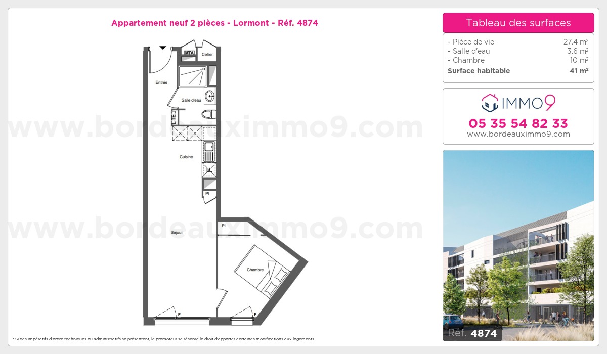 Plan et surfaces, Programme neuf Lormont Référence n° 4874