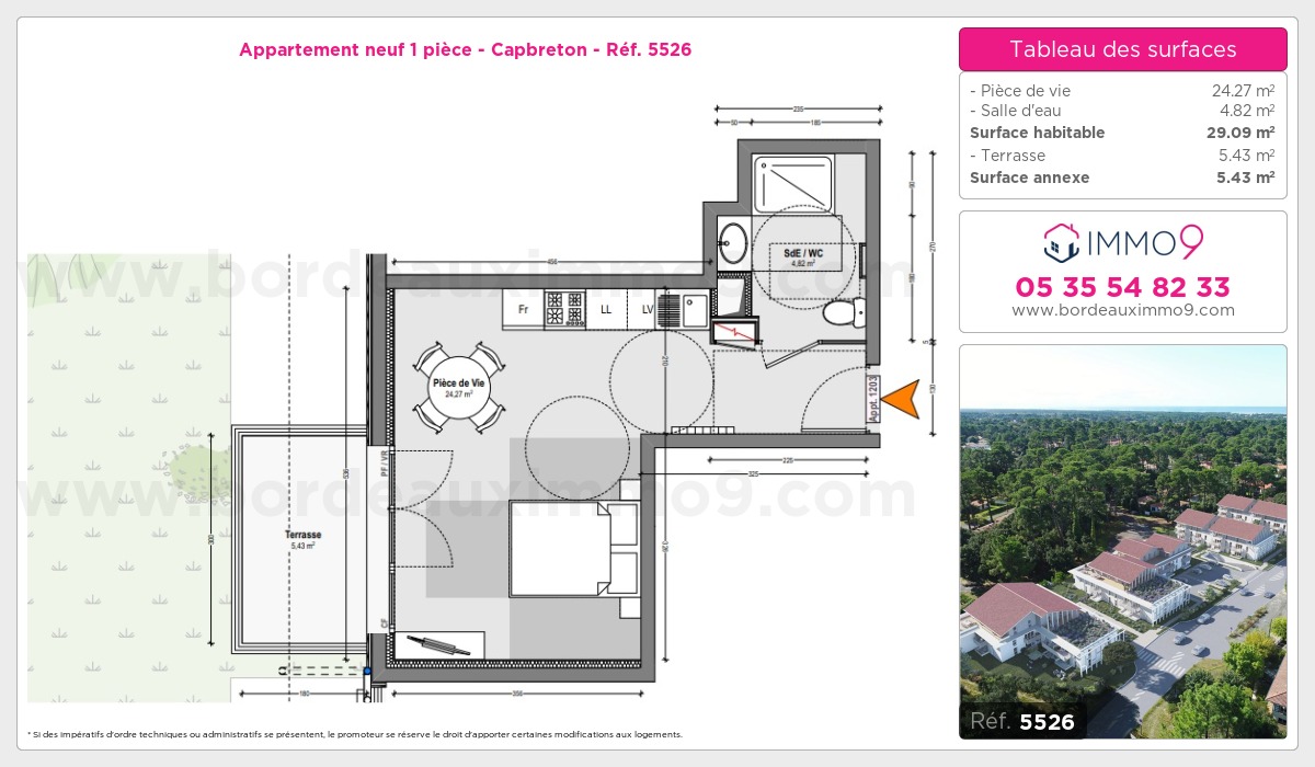 Plan et surfaces, Programme neuf Capbreton Référence n° 5526