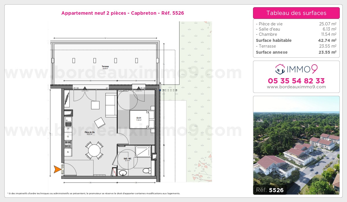 Plan et surfaces, Programme neuf Capbreton Référence n° 5526