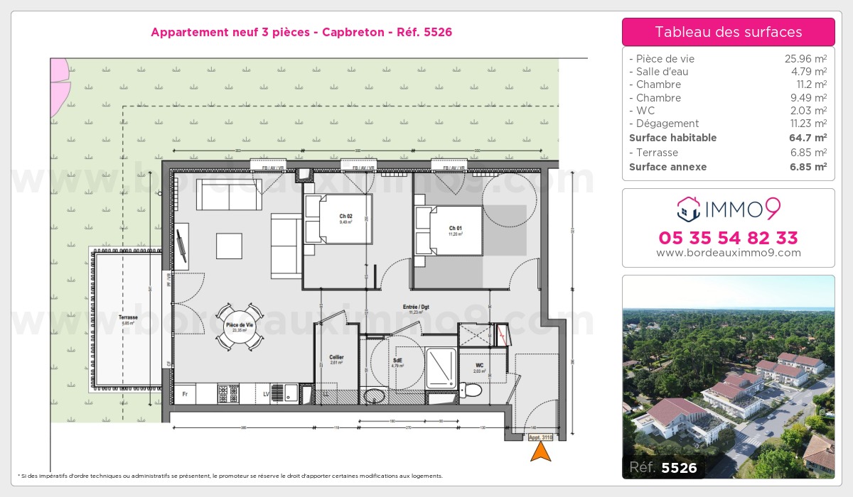 Plan et surfaces, Programme neuf Capbreton Référence n° 5526