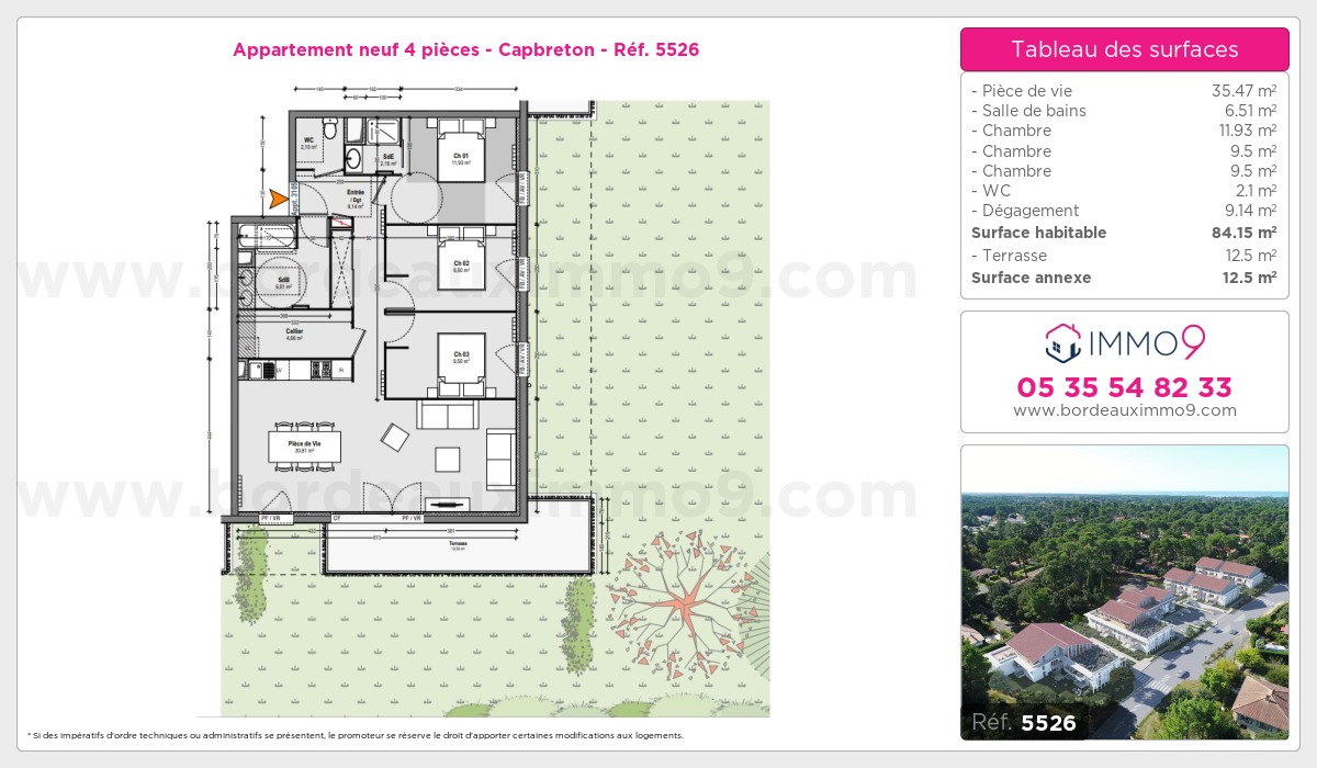 Plan et surfaces, Programme neuf Capbreton Référence n° 5526