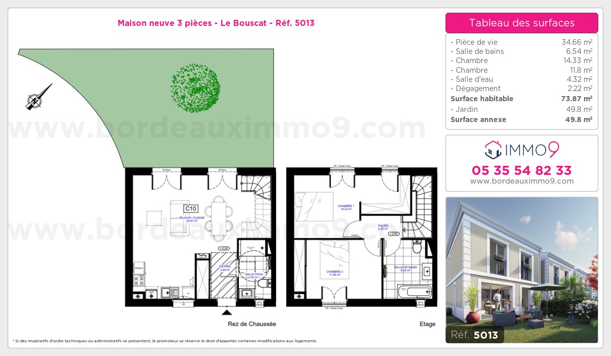 Plan et surfaces, Programme neuf Bouscat Référence n° 5013