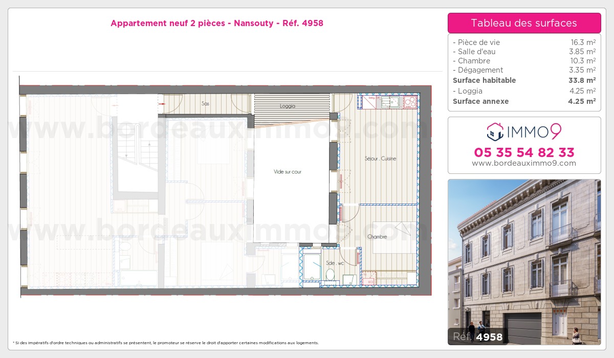 Plan et surfaces, Programme neuf Bordeaux : Nansouty Référence n° 4958