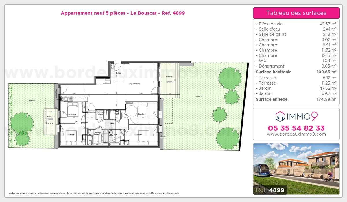 Plan et surfaces, Programme neuf Bouscat Référence n° 4899