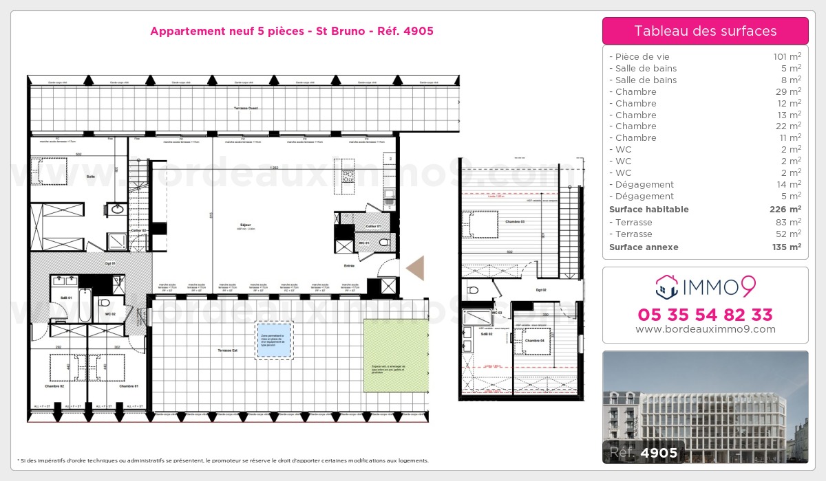 Plan et surfaces, Programme neuf Bordeaux : St Bruno Référence n° 4905