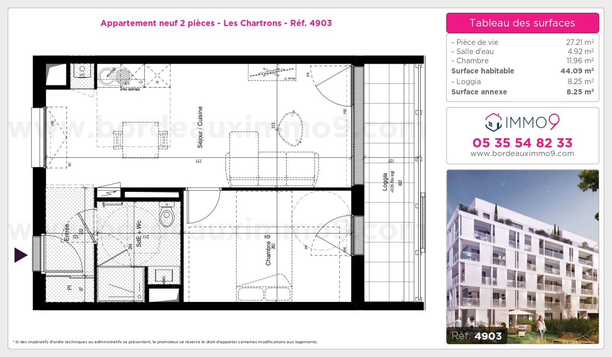 Plan et surfaces, Programme neuf Bordeaux : Chartrons Référence n° 4903