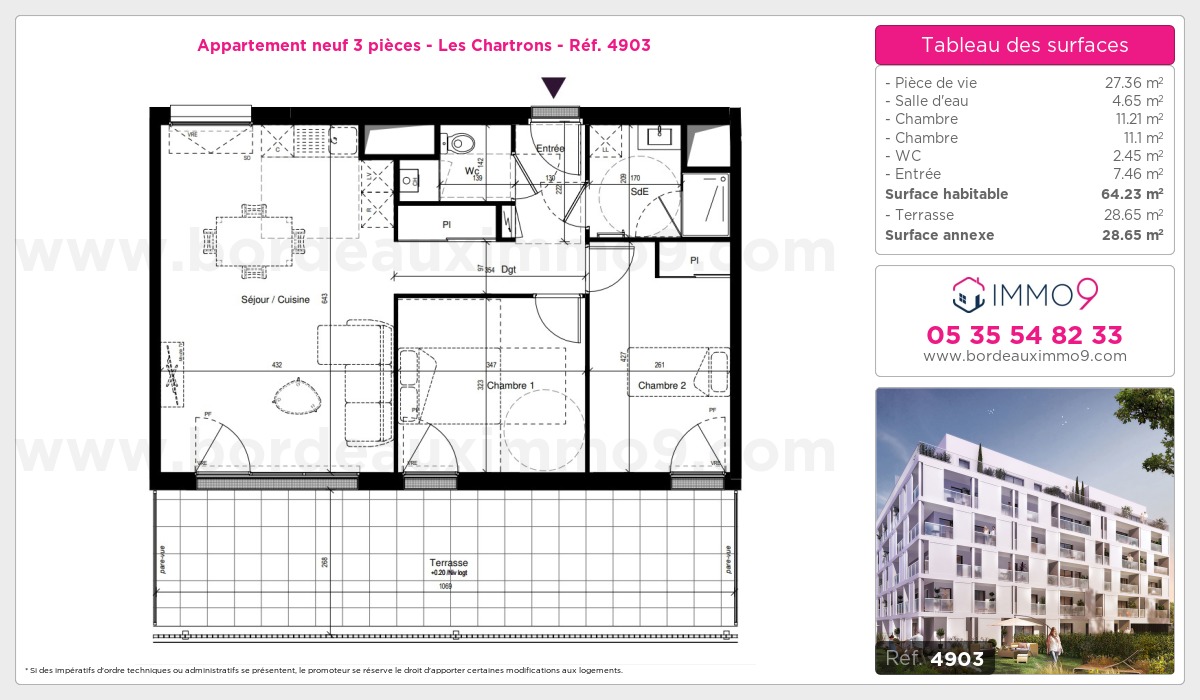 Plan et surfaces, Programme neuf Bordeaux : Chartrons Référence n° 4903