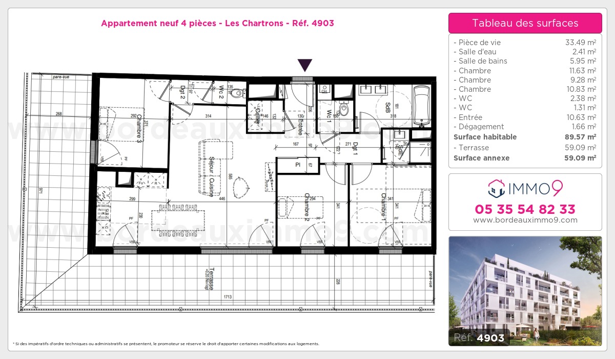 Plan et surfaces, Programme neuf Bordeaux : Chartrons Référence n° 4903