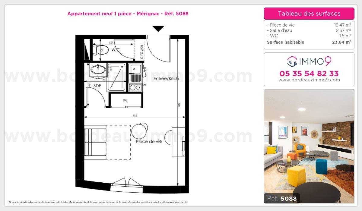 Plan et surfaces, Programme neuf Mérignac Référence n° 5088