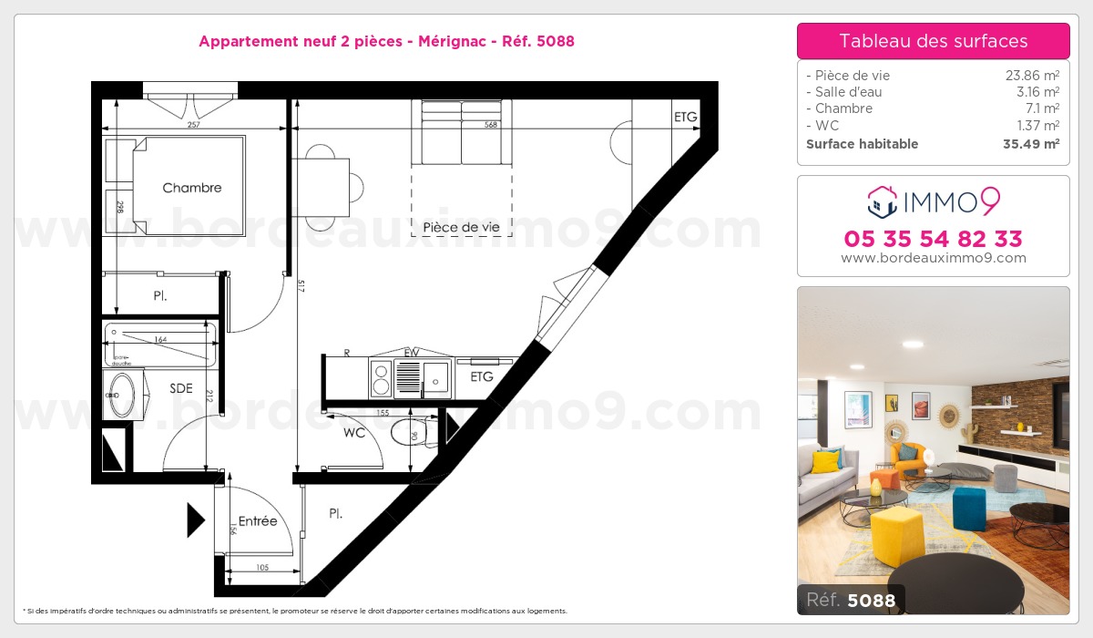 Plan et surfaces, Programme neuf Mérignac Référence n° 5088