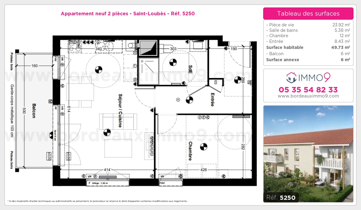 Plan et surfaces, Programme neuf Saint-Loubès Référence n° 5250