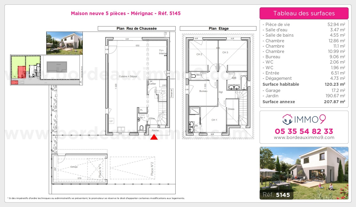 Plan et surfaces, Programme neuf Mérignac Référence n° 5145