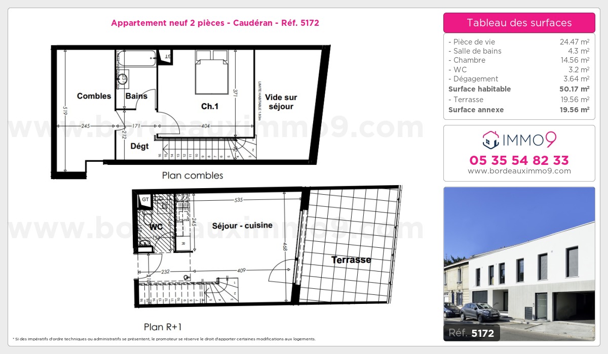 Plan et surfaces, Programme neuf Bordeaux : Caudéran Référence n° 5172