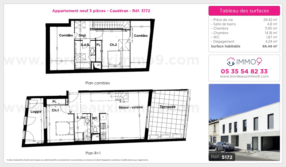 Plan et surfaces, Programme neuf Bordeaux : Caudéran Référence n° 5172