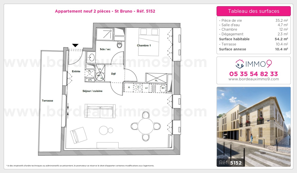Plan et surfaces, Programme neuf Bordeaux : St Bruno Référence n° 5152