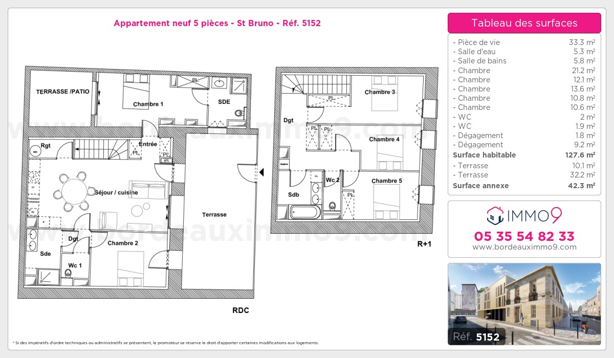 Plan et surfaces, Programme neuf Bordeaux : St Bruno Référence n° 5152