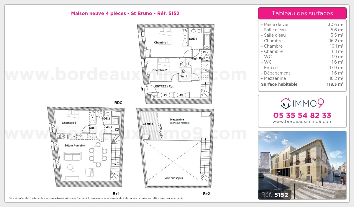 Plan et surfaces, Programme neuf Bordeaux : St Bruno Référence n° 5152