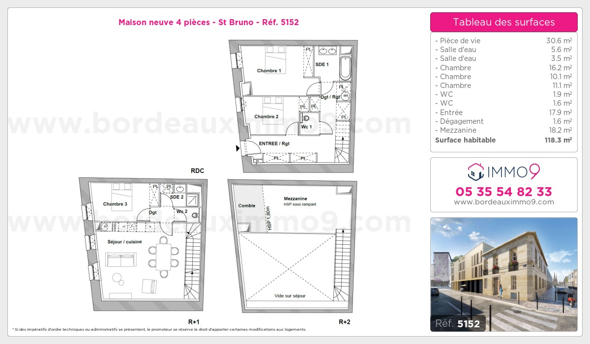 Plan et surfaces, Programme neuf Bordeaux : St Bruno Référence n° 5152