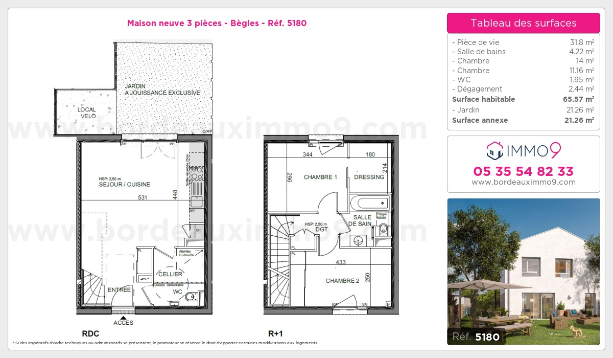 Plan et surfaces, Programme neuf Bègles Référence n° 5180