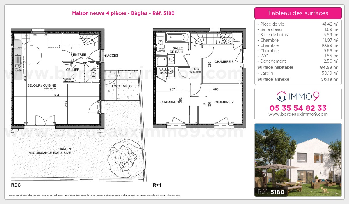 Plan et surfaces, Programme neuf Bègles Référence n° 5180