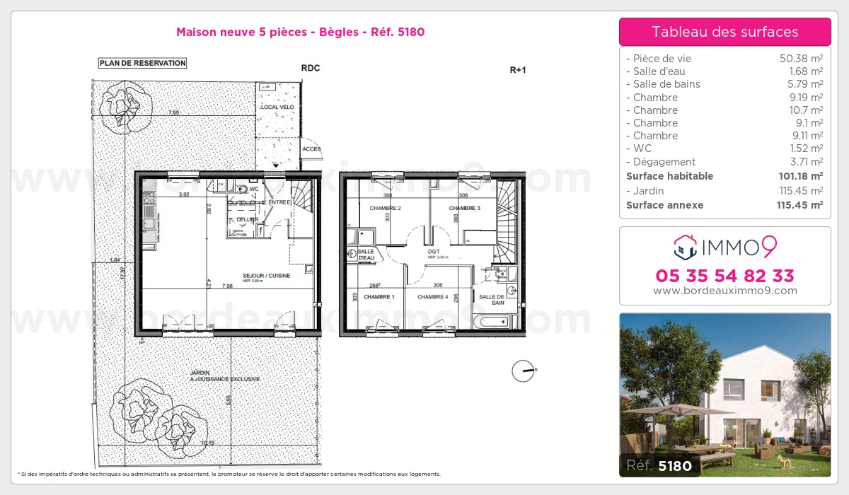 Plan et surfaces, Programme neuf Bègles Référence n° 5180