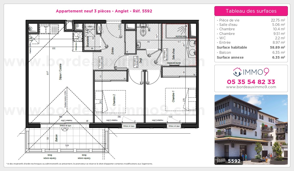 Plan et surfaces, Programme neuf Anglet Référence n° 5592