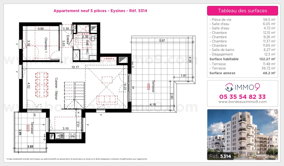 Plan et surfaces, Programme neuf Eysines Référence n° 5314