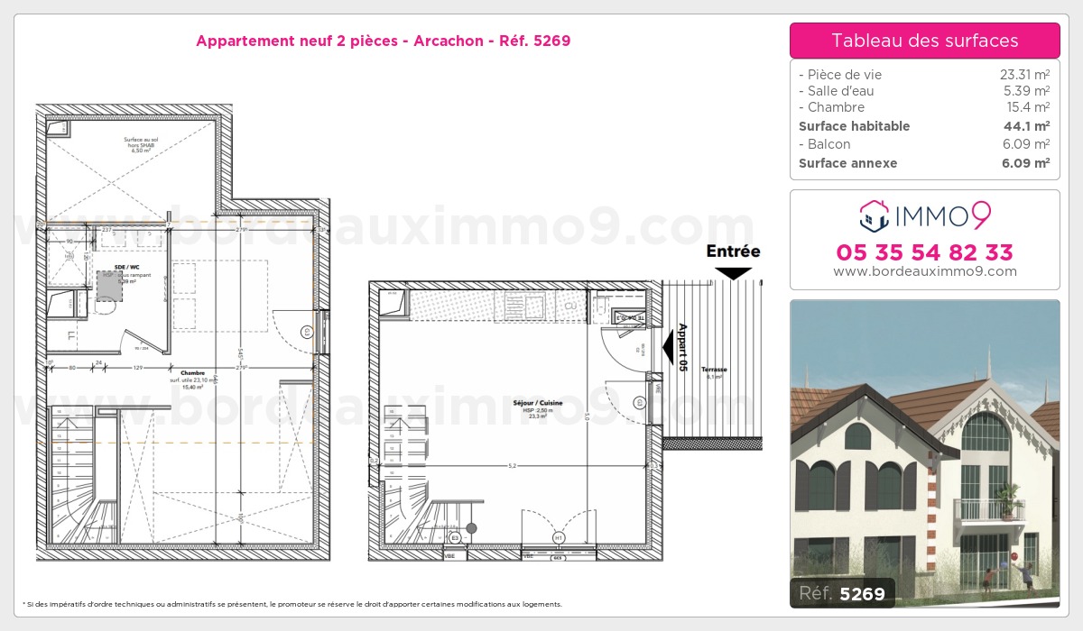 Plan et surfaces, Programme neuf Arcachon Référence n° 5269