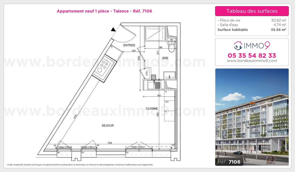 Plan et surfaces, Programme neuf Talence Référence n° 7106