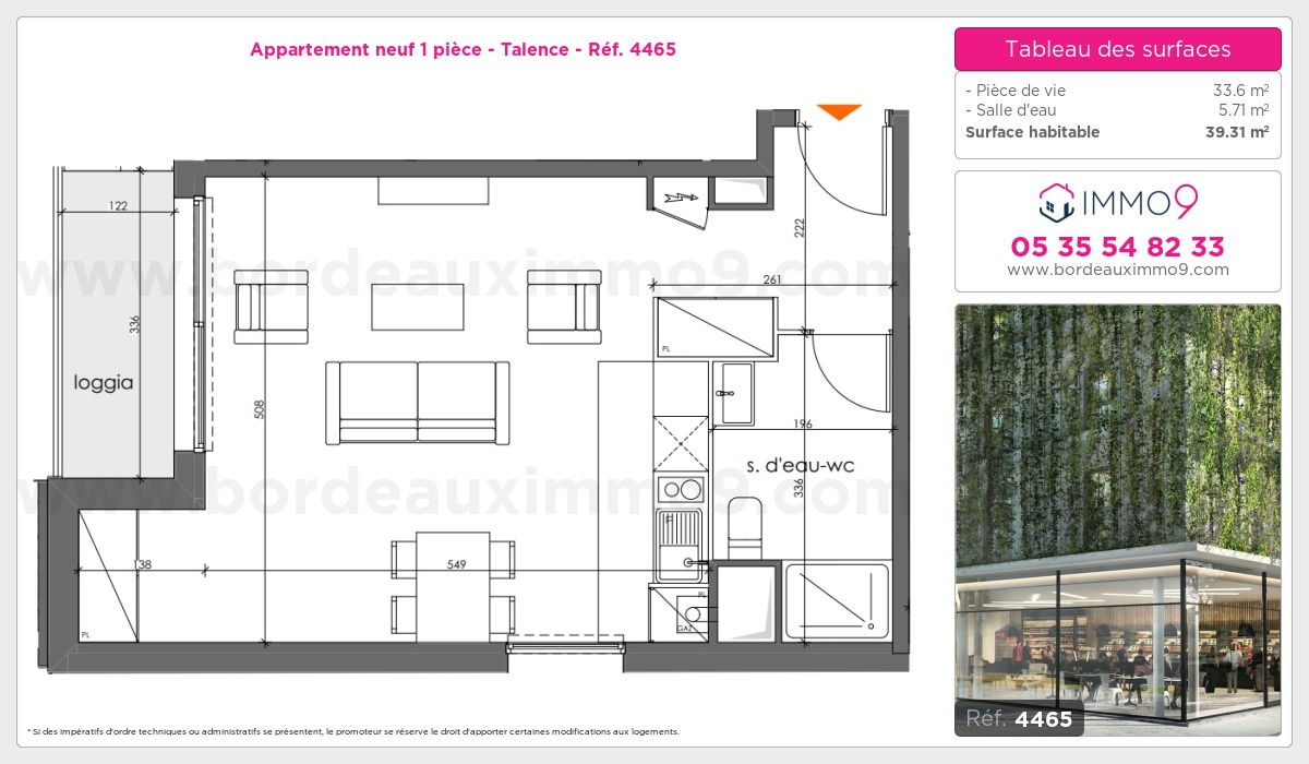 Plan et surfaces, Programme neuf Talence Référence n° 4465