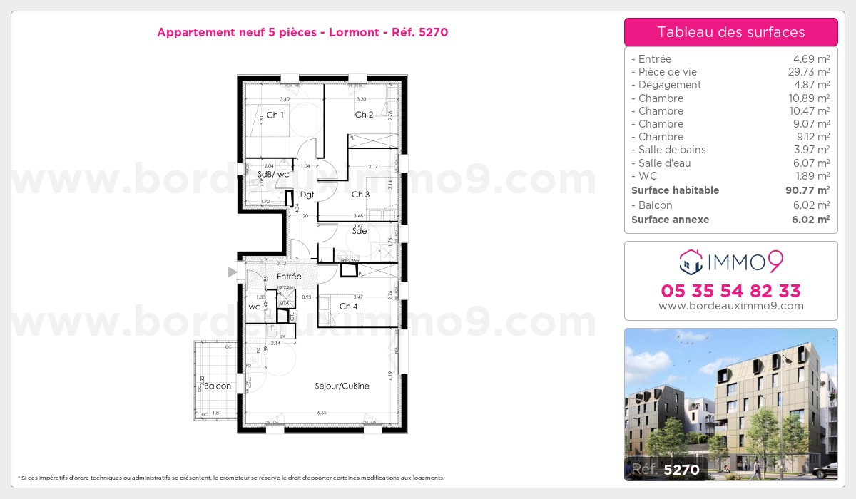 Plan et surfaces, Programme neuf Lormont Référence n° 5270