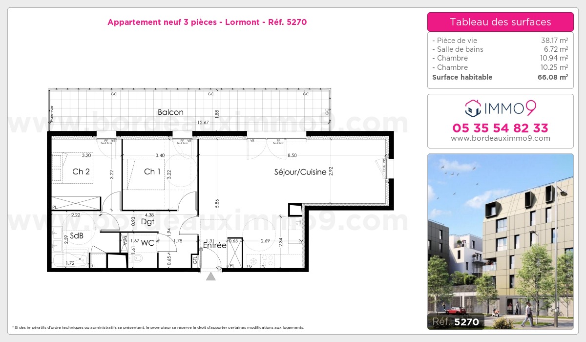 Plan et surfaces, Programme neuf Lormont Référence n° 5270