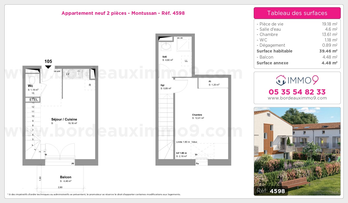 Plan et surfaces, Programme neuf Montussan Référence n° 4598